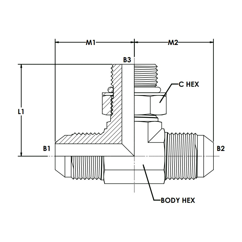 12MJ-12MJ-12MAORB Branch Tee ...