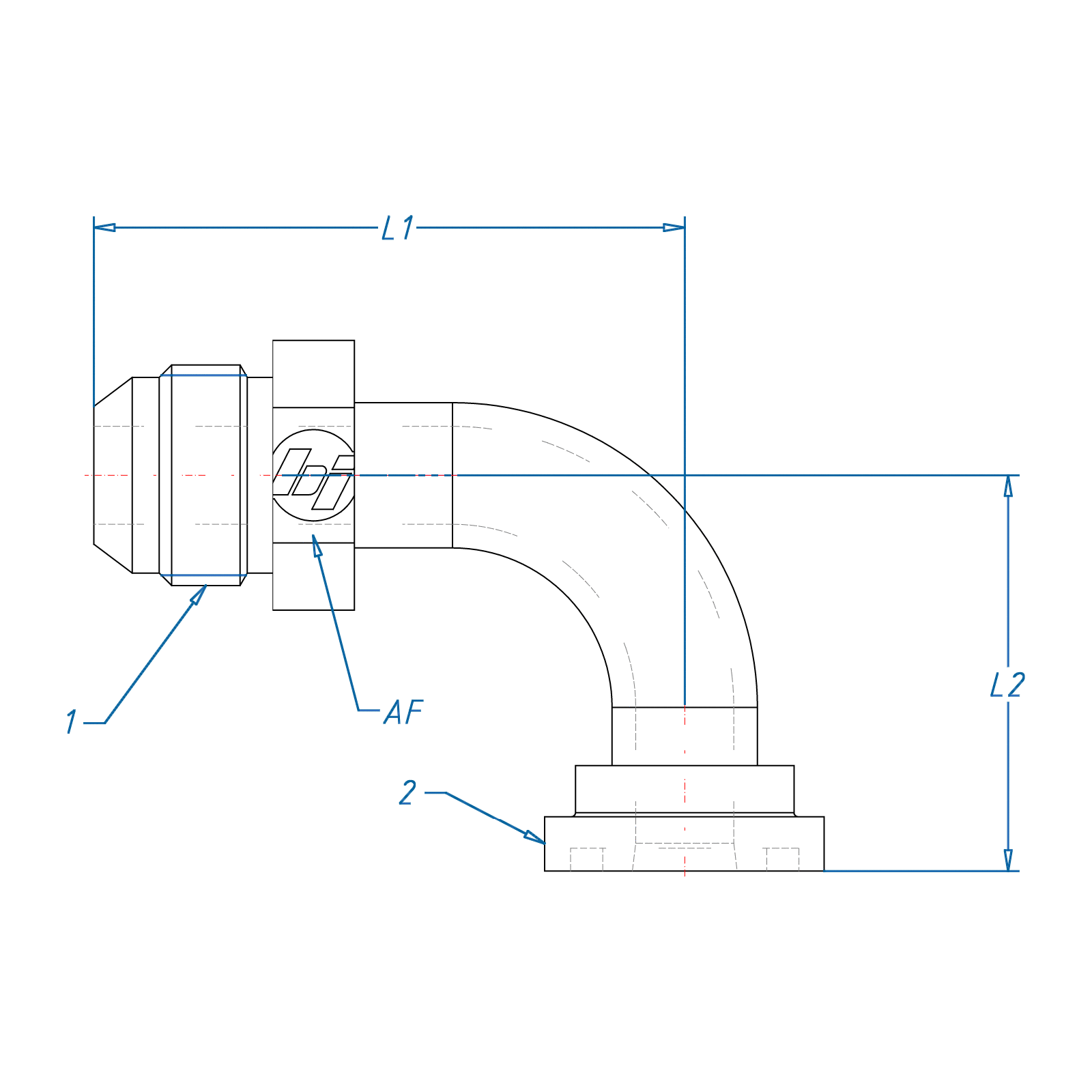 24MJ-32Flange 90° Elbow Code 61