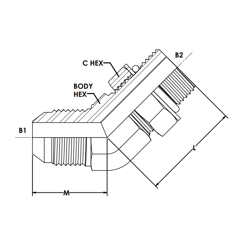 08MJ-10MAORB 45° Elbow