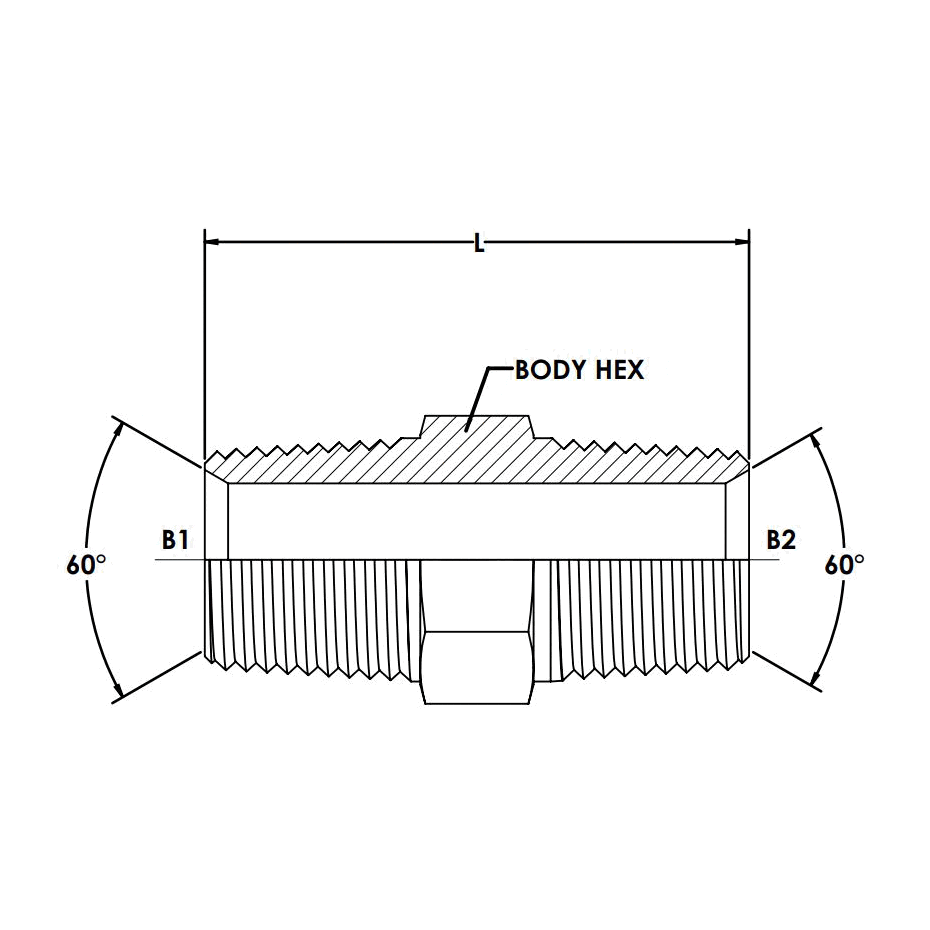 06MBSPT-06MBSPT Hex Nipple